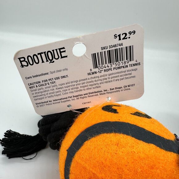 2 Bootique Pumpkin Bumpkin Halloween Plush Rope Dog Toys New With Tags - Picture 9 of 15